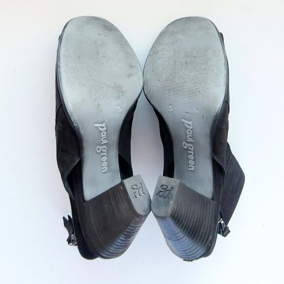 Paul Green Cayanne Black Nubuck Leather Peep Toe Block Heel Bootie Shoes 7.5 - Picture 8 of 16